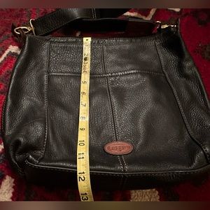 Fossil crossbody bag, adjustable strap, black leather